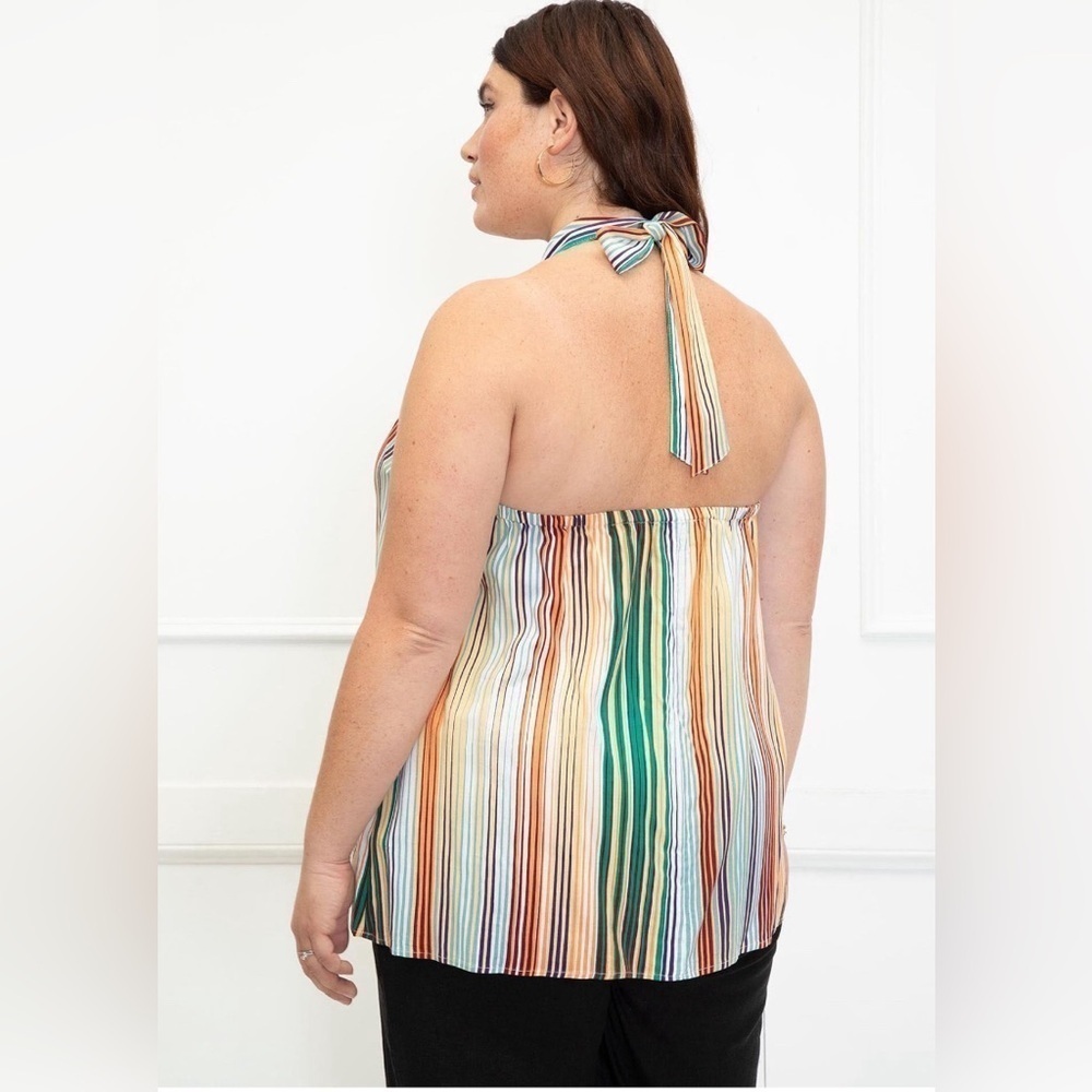 B16.33 NWT Eloquii Elements Striped Halter Top Multicolored 18/20 - Picture 3 of 5